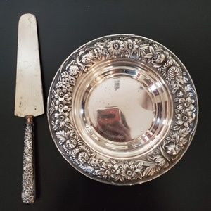 Kirk and Son Repousse Sterling bowl &cake server